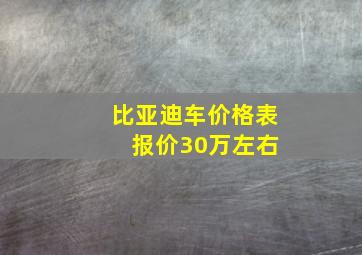 比亚迪车价格表 报价30万左右